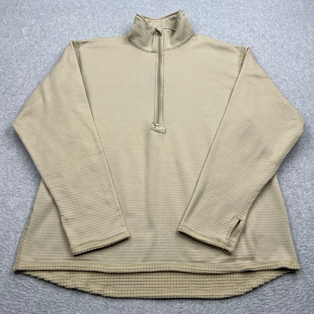Peckham Shirt Large Tan 1/4 Zip Gen‎ III Midweight Grid Waffle Fleece Pullover